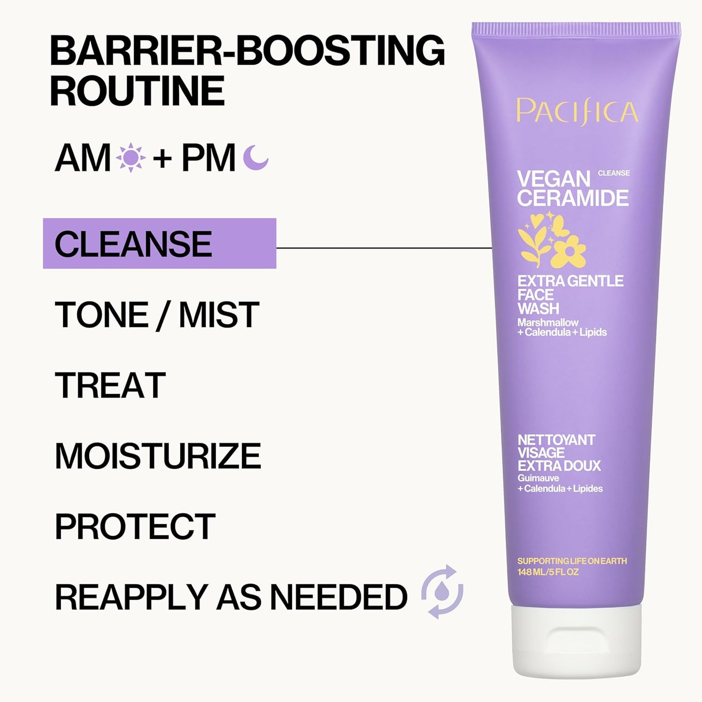 Pacifica Vegan Ceramide Face Wash – Gentle, Fragrance-Free Cleanser for Sensitive Skin