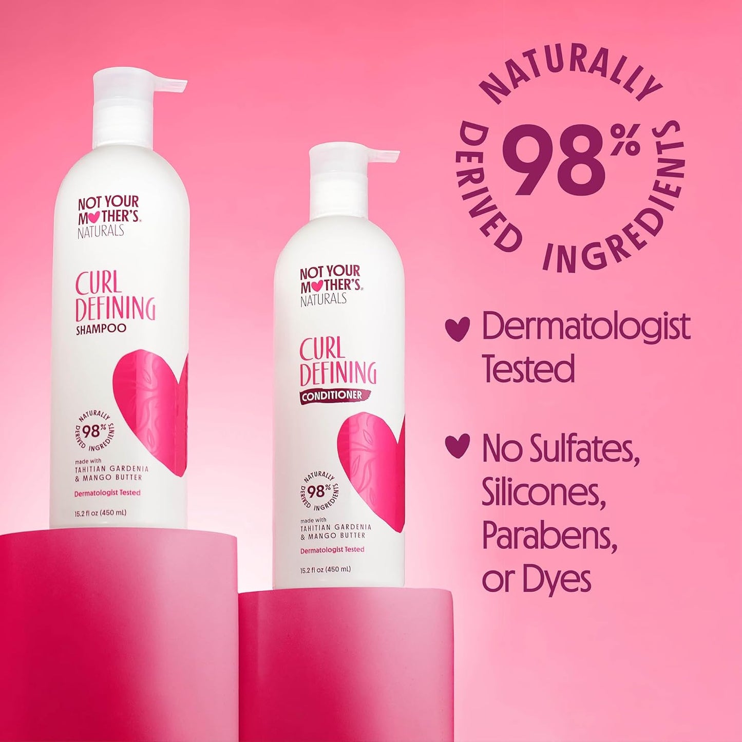 Not Your Mother’s Naturals Curl Defining Shampoo & Conditioner Set | 98% Naturally Derived | Hydrating & Frizz Control for Curly, Wavy & Coily Hair | Gardenia Mango Butter – 2 Pack