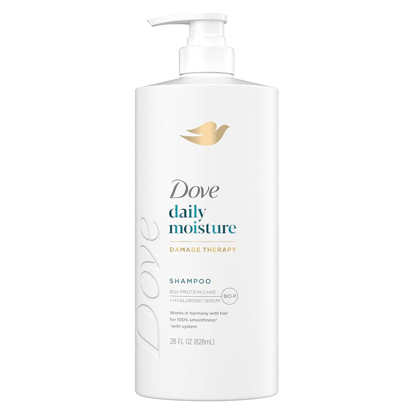 Dove Daily Moisture Shampoo | Damage Therapy for Dry Hair | With Bio-Protein Care & Hyaluronic Serum | 28 fl oz