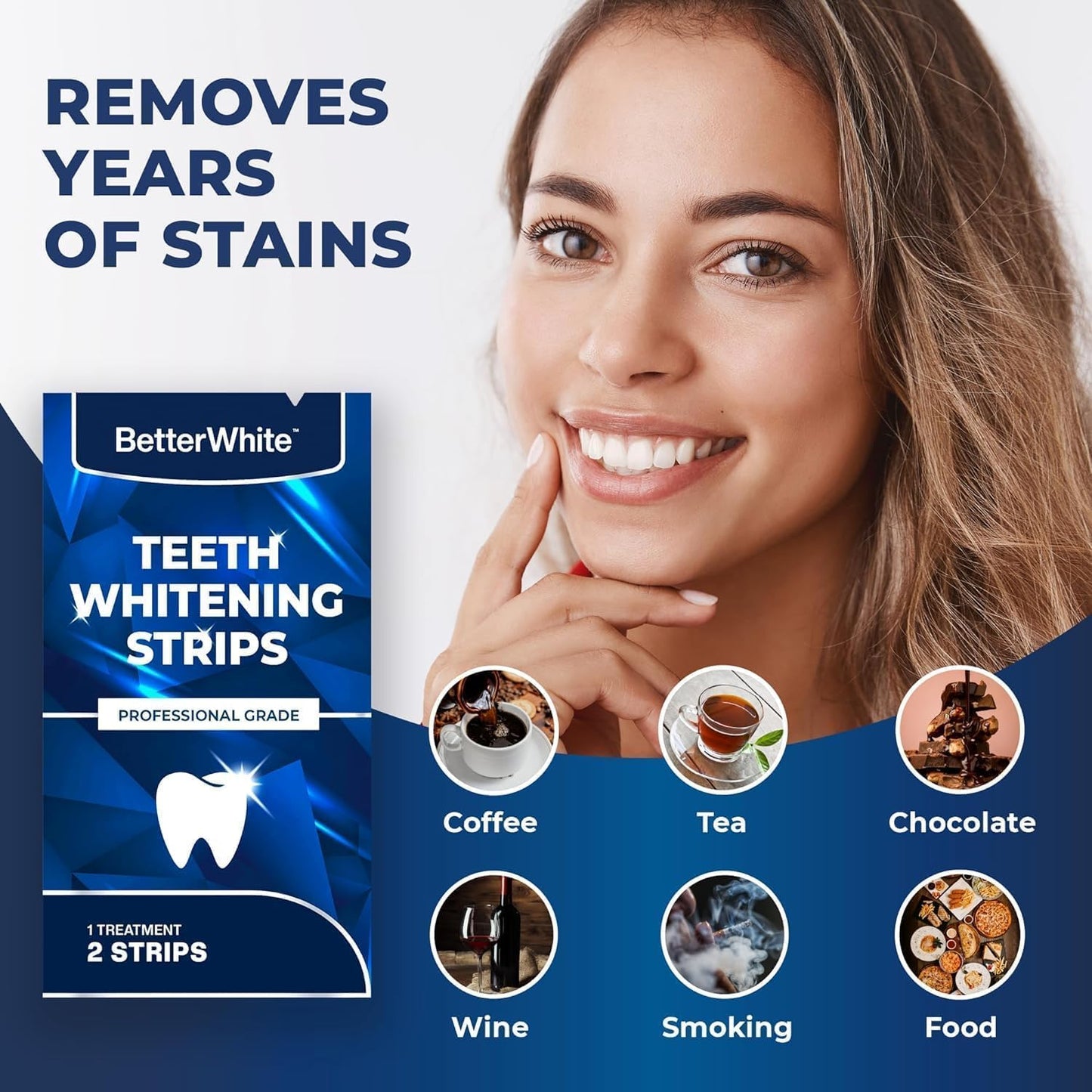 BetterWhite Professional Teeth Whitening Strips – 28 Strips (7 Treatments), Peroxide-Free, Enamel-Safe, Gentle Formula for Sensitive Teeth