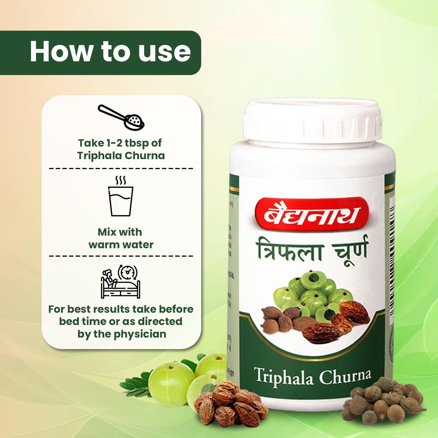Baidyanath Triphala Churna Powder - 400gm | Supports Healthy Digestive Tract, Helpful in Bowel Wellness, Acidity & Gas Relief (Pack of 1)