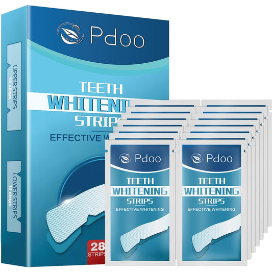 Teeth Whitening Strips - 28 Whitening Strips for Teeth Sensitive, Professional, Fast Remove Smoking, Coffee, Wine Stains, Teeth Whitening Kit Pack of 14 Non-Slip Strips Treatments