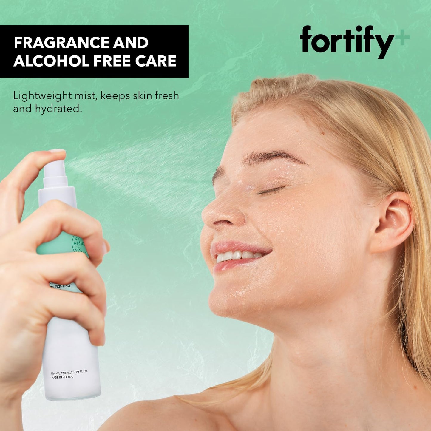 Fortify 9-in-1 Korean Facial Mist Spray – Hydrating & Soothing Face Spray with Hyaluronic Acid & Aloe Vera, Alcohol-Free, Dermatologist Tested (130ml/4.39oz)
