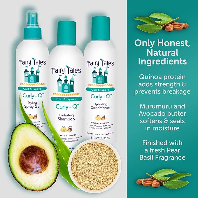Fairy Tales Curly Q Kids Shampoo & Conditioner Set – Hydrating, Curl-Defining & Frizz Control – Sulfate & Paraben Free – 12oz + 8oz, 2 Pack