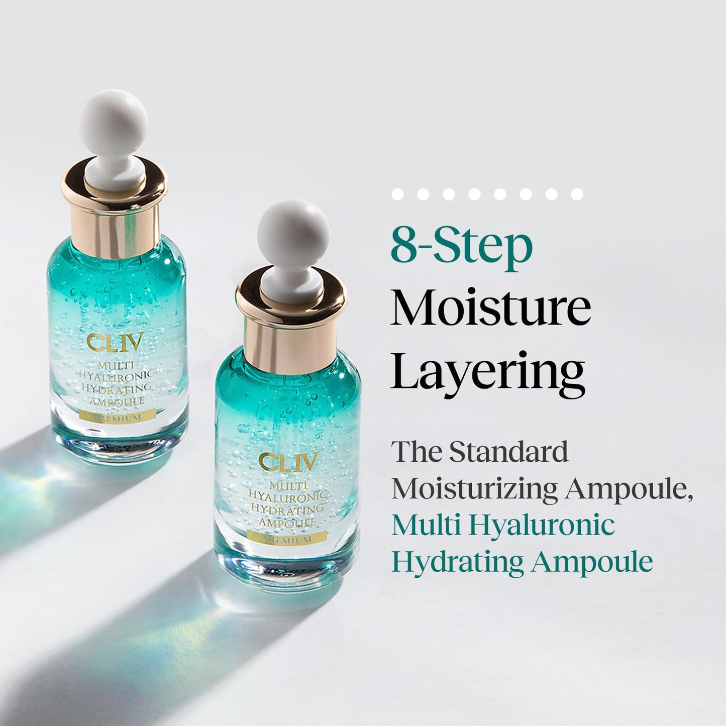 CLIV Multi Hyaluronic Hydrating Ampoule Serum – 85% Hyaluronic Acid with 8-Layer Hydration, Ceramides & Panthenol – Korean Skincare 30ml