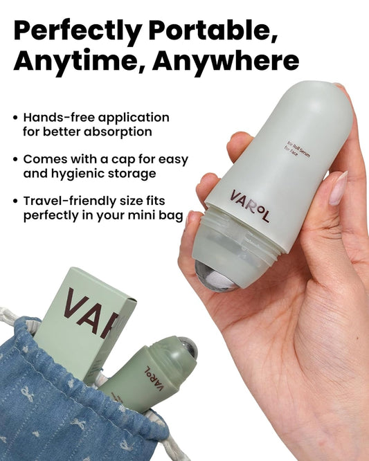 VAROL Ice Roll Serum – Cooling Roll-On for Puffy Eyes, Pore Minimizing & Hydrating Korean Skincare