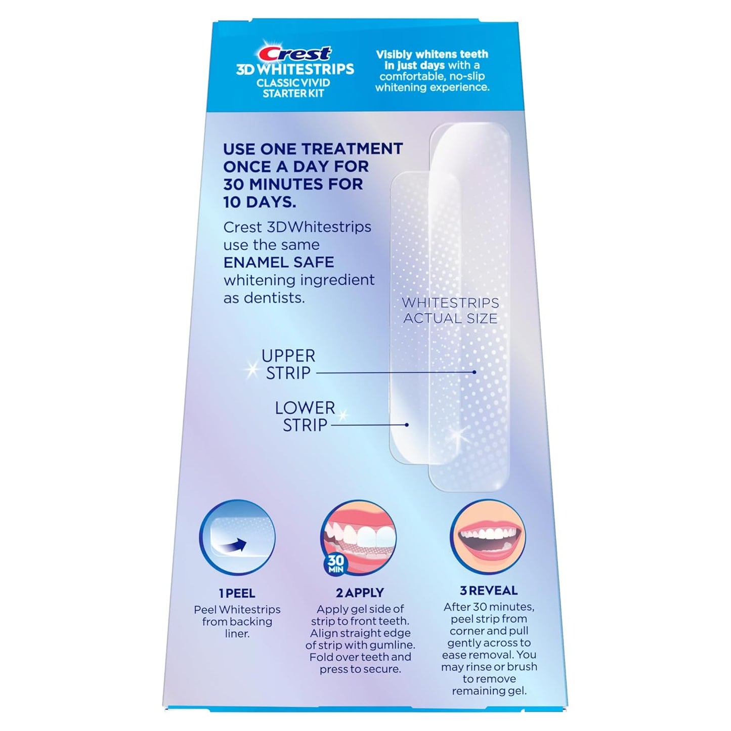 Crest 3D Whitestrips Classic Vivid – 20 Strips (10 Treatments) | Enamel-Safe, Dentist-Approved At-Home Teeth Whitening Kit