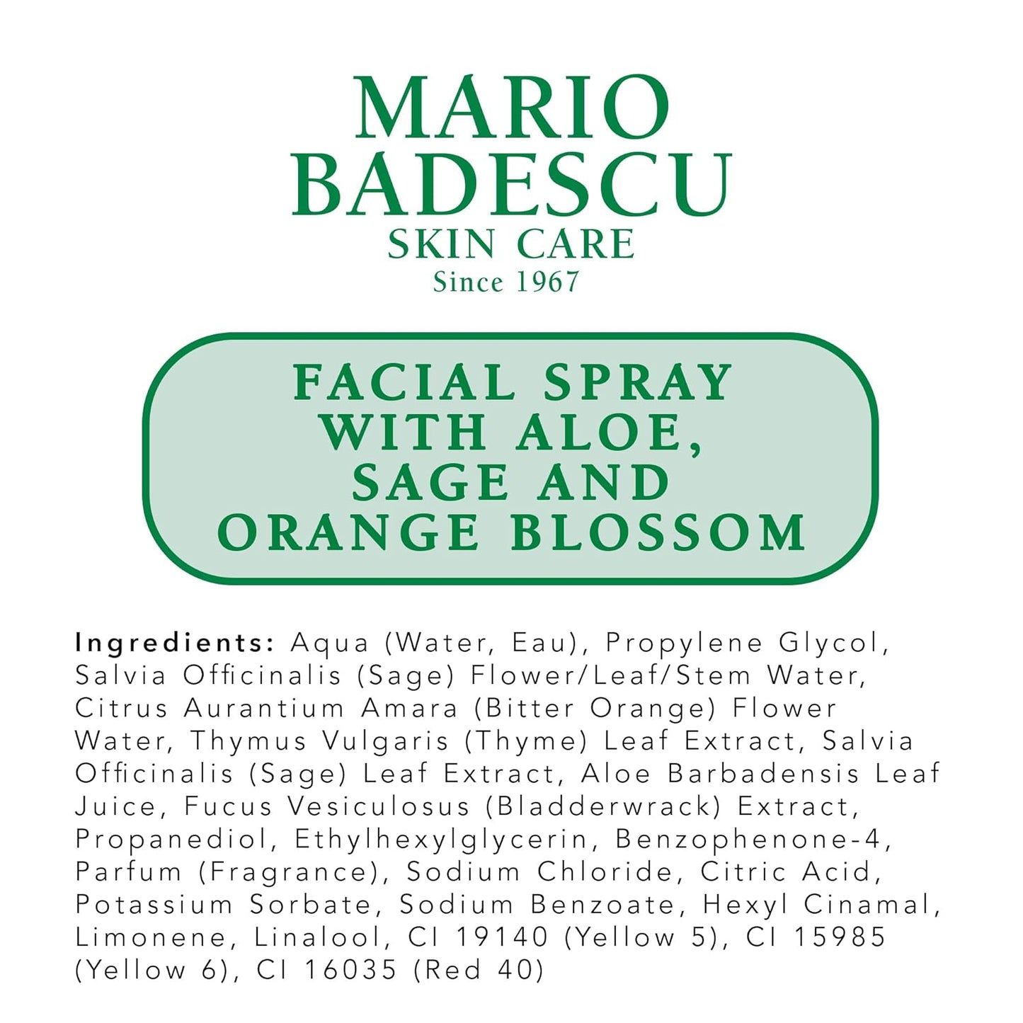 Mario Badescu Facial Spray with Aloe, Sage & Orange Blossom – Hydrating & Refreshing Face Mist for All Skin Types – 4 fl oz