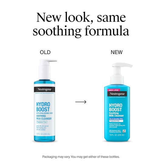Neutrogena Hydro Boost Soothing Milk Cleanser with Hyaluronic Acid | Hydrating Face Wash & Makeup Remover for Sensitive Skin, Fragrance-Free, 7.8 fl oz
