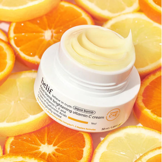 Belif Aqua Bomb Vitamin C Face Cream – Hydrating Moisturizer with Hyaluronic Acid & Vitamin E for Radiant, Glowing Skin (1.68 fl oz)