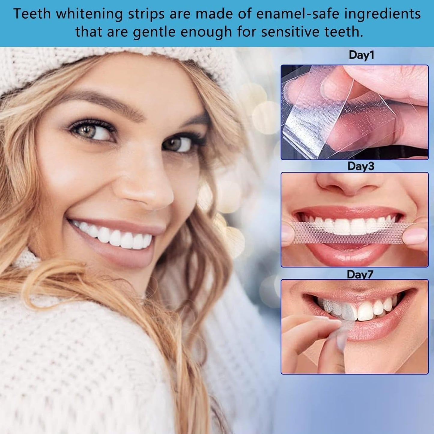 LuxuryGlow 5D Teeth Whitening Strips – 14-Pack At-Home Kit for Coffee, Wine & Smoking Stain Removal