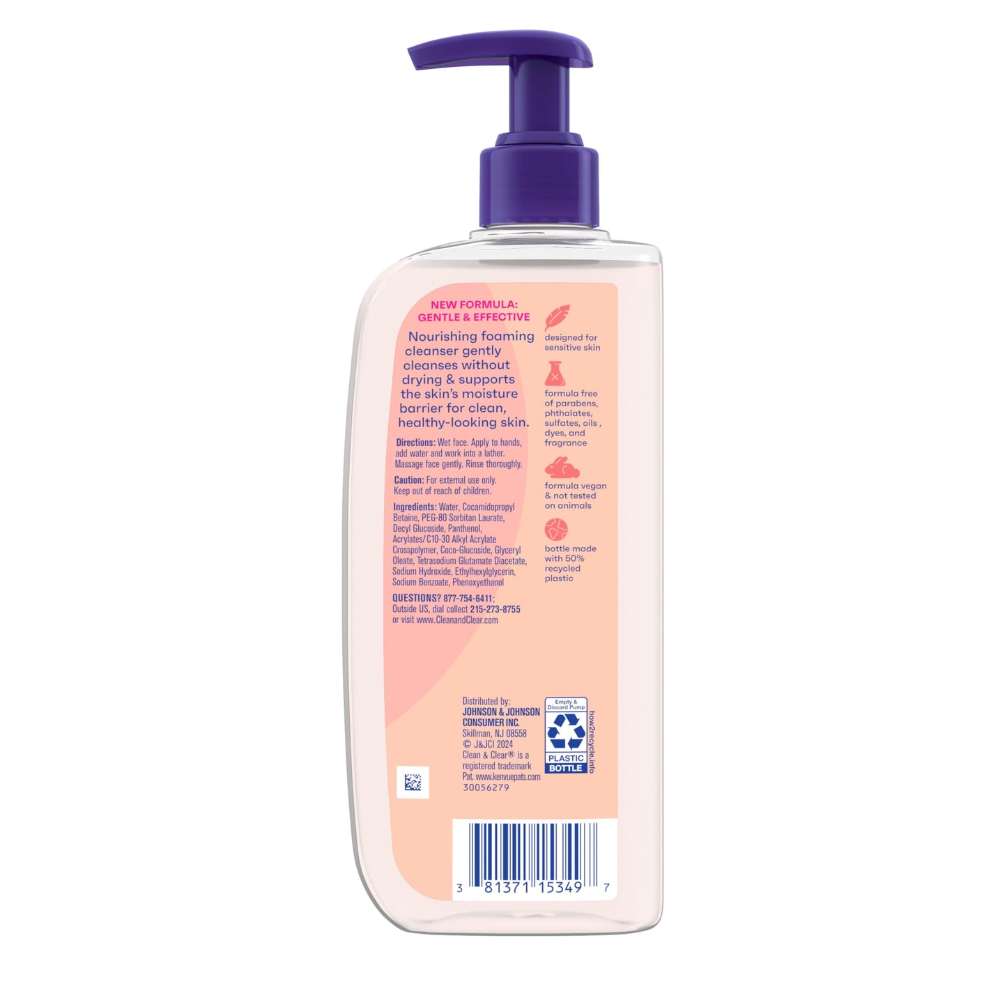 Clean & Clear Essentials Oil-Free Foaming Facial Cleanser – 8 fl. oz, Fragrance-Free, Sensitive Skin