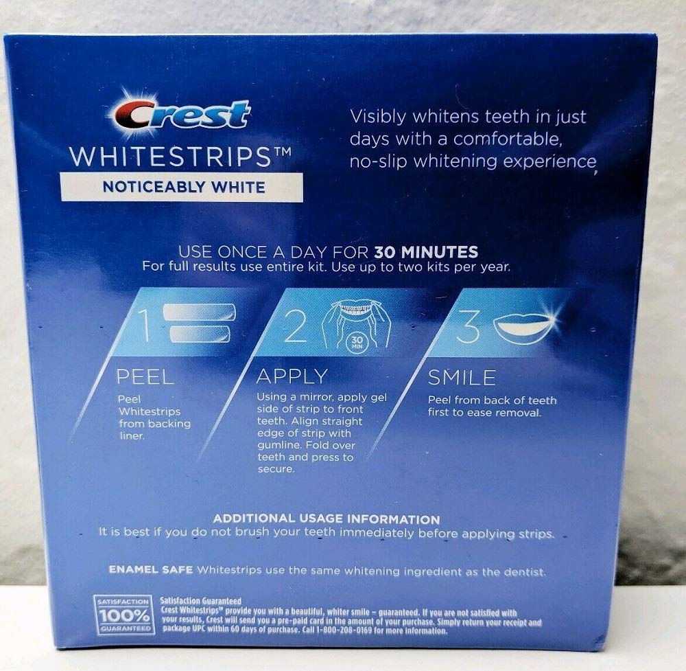 Crest Noticeably White Whitening Strips – 20 Strips, 10 Treatments for a Brighter Smile