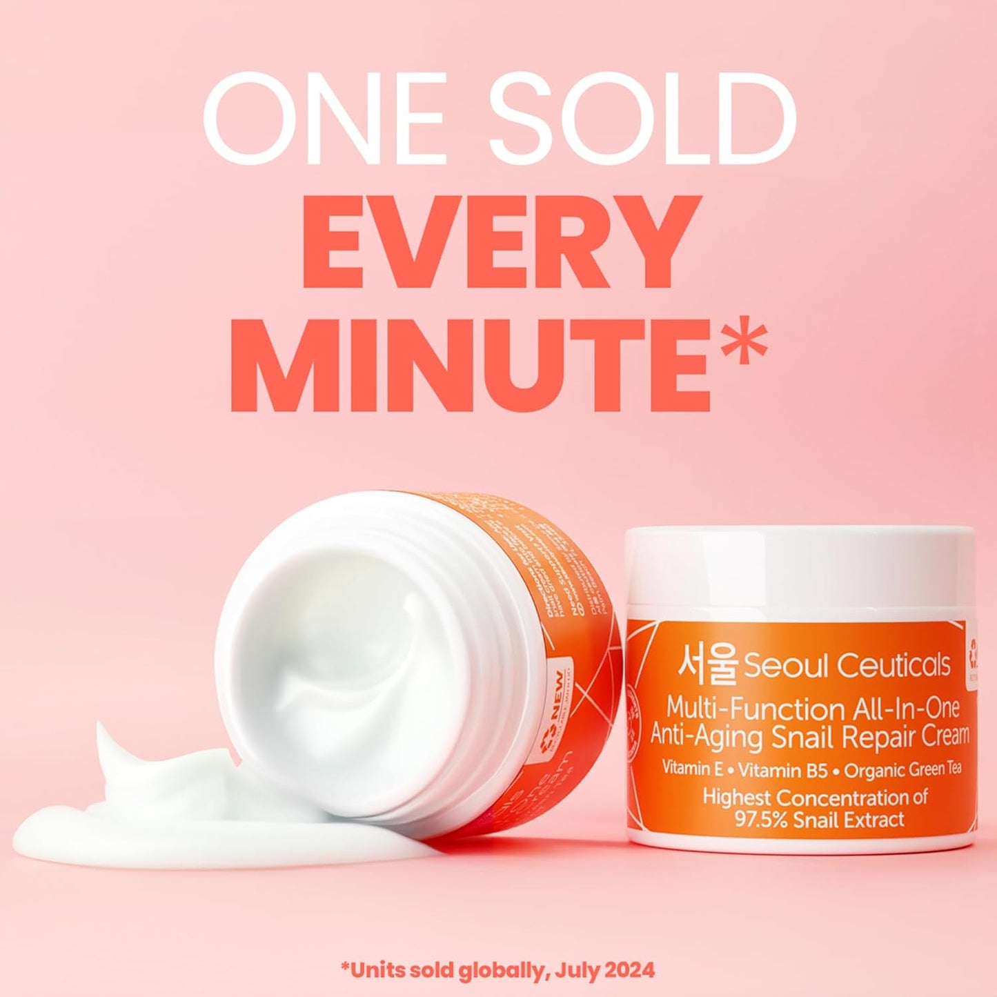 SeoulCeuticals Snail Mucin Moisturizer Cream 97.5% | Korean K-Beauty Day & Night Hydrating Repair Cream | Anti-Aging, Brightening & Cruelty-Free (2 fl.oz)