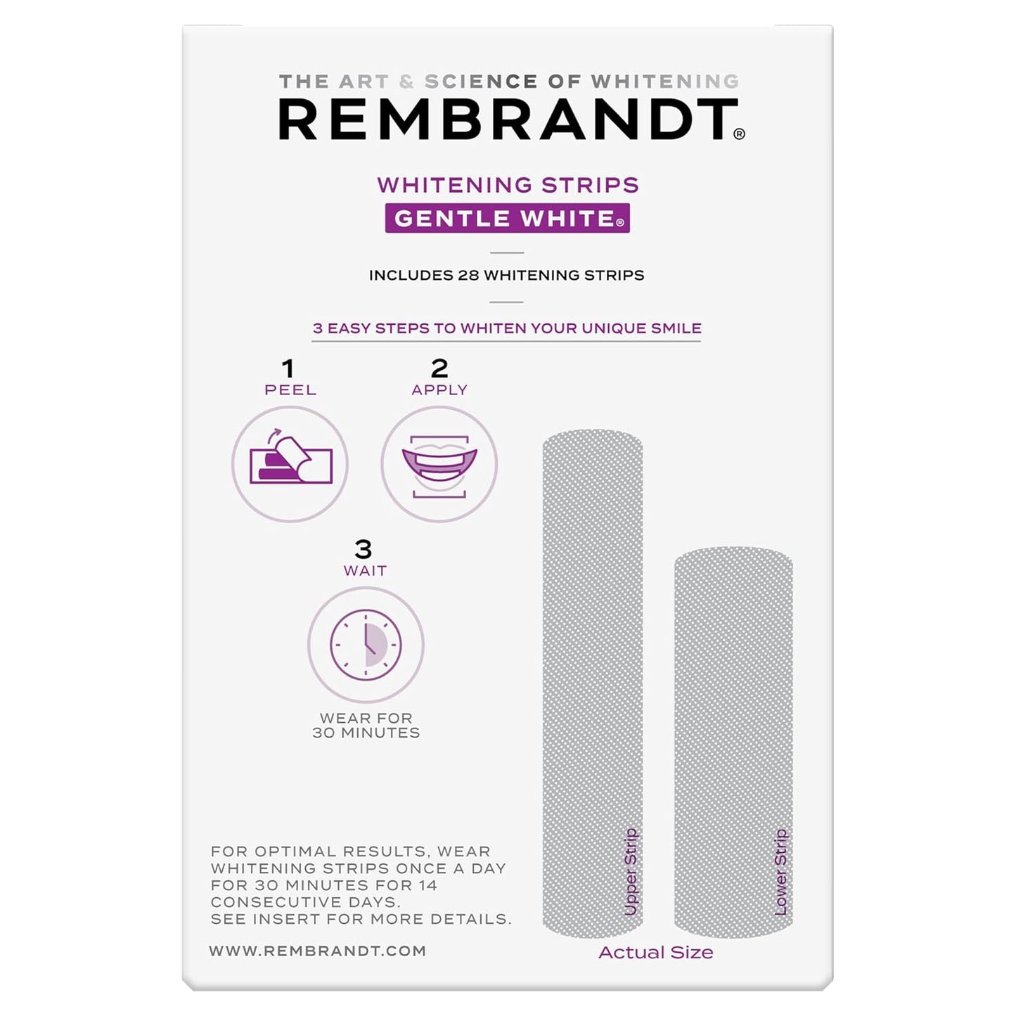 Rembrandt Gentle White Teeth Whitening Strips | 28 Strips, Enamel-Safe & Sensitive Teeth Care