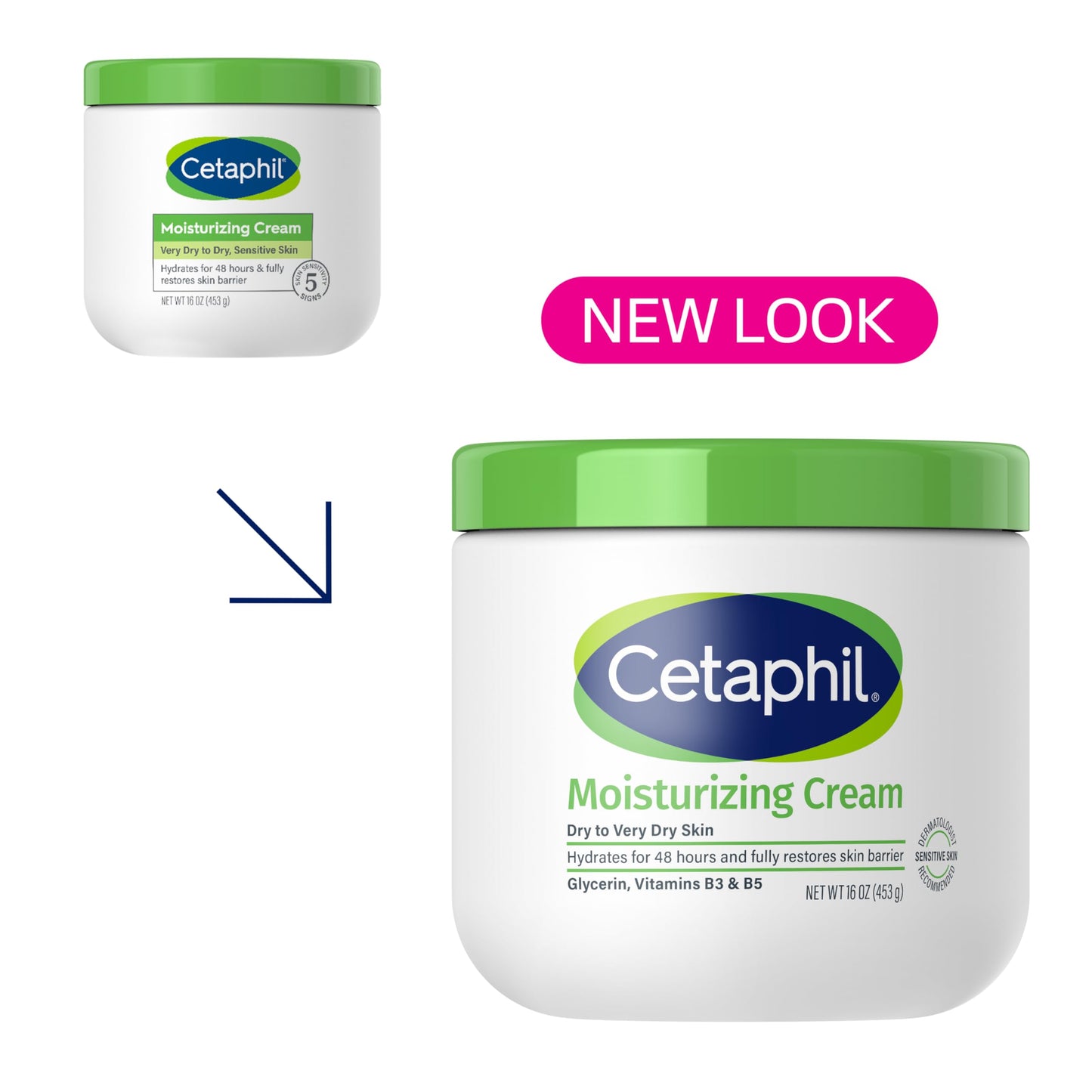Cetaphil Face & Body Moisturizing Cream – 48H Hydration for Dry to Very Dry, Sensitive Skin, 16oz 2-Pack, Fragrance-Free, Dermatologist Recommended
