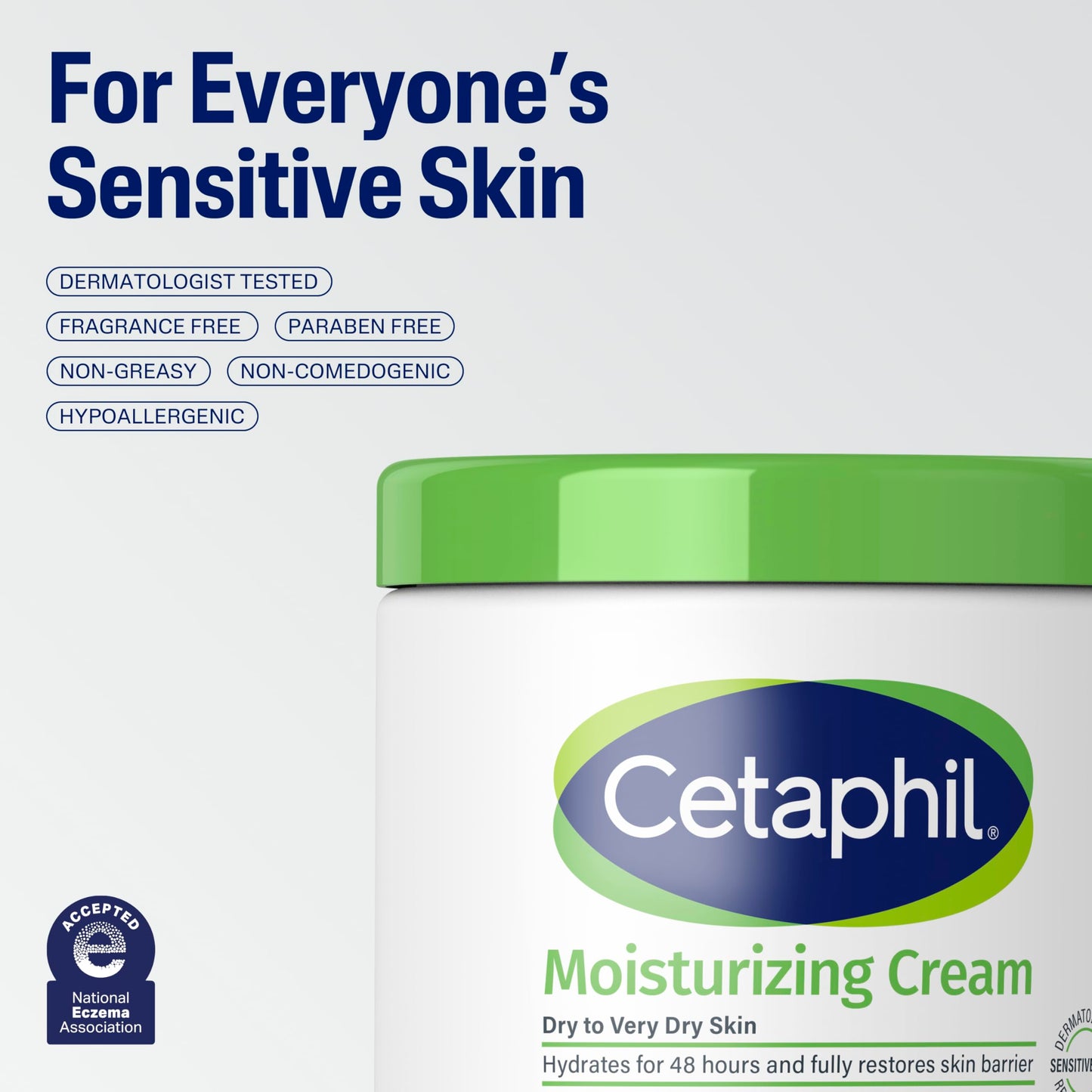 Cetaphil Face & Body Moisturizing Cream – 48H Hydration for Dry to Very Dry, Sensitive Skin, 16oz 2-Pack, Fragrance-Free, Dermatologist Recommended