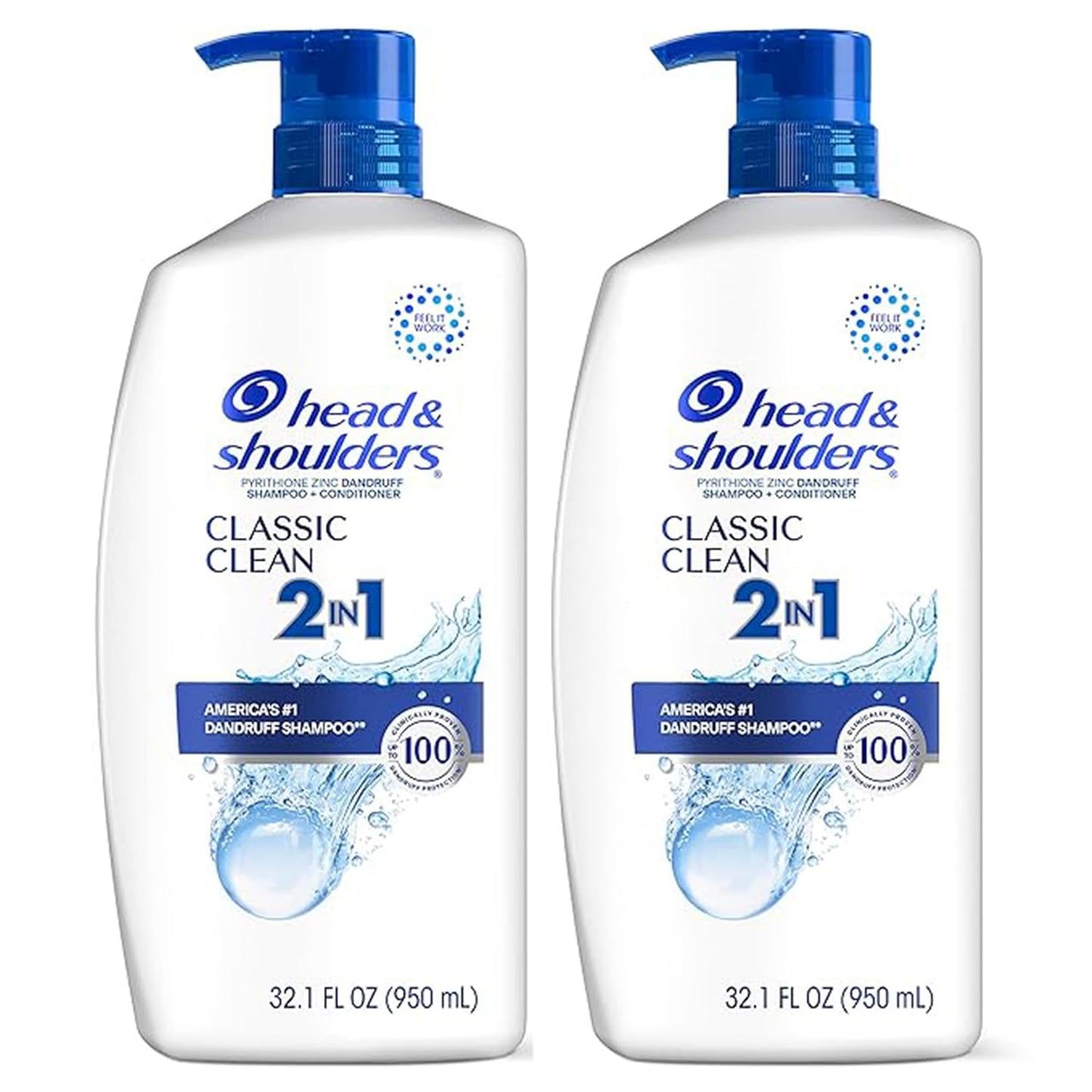 Head & Shoulders 2-in-1 Classic Clean Anti-Dandruff Shampoo & Conditioner | Twin Pack 32.1 fl oz | Paraben-Free, Color-Safe, Fresh Scent