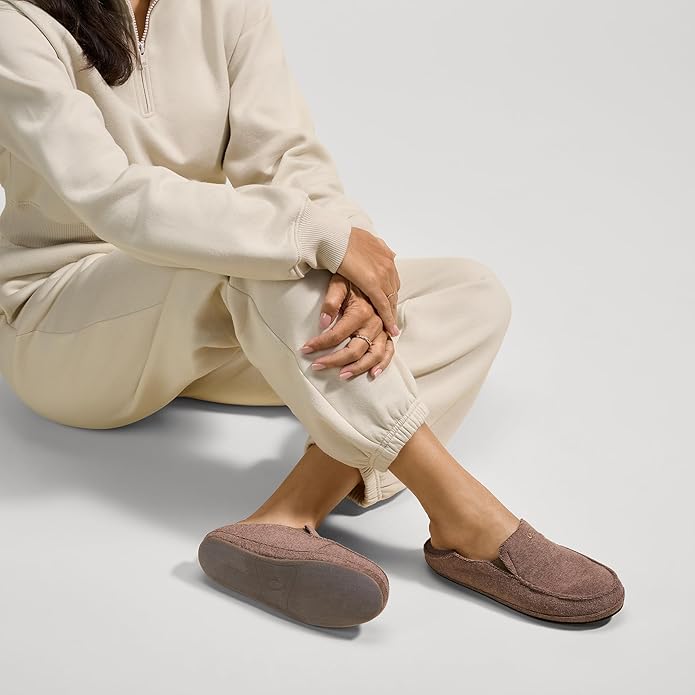OLUKAI Nohea Hulu Women’s Slippers | Cozy Wool-Blend Slippers with Fleece Lining & Drop-In Heel Design