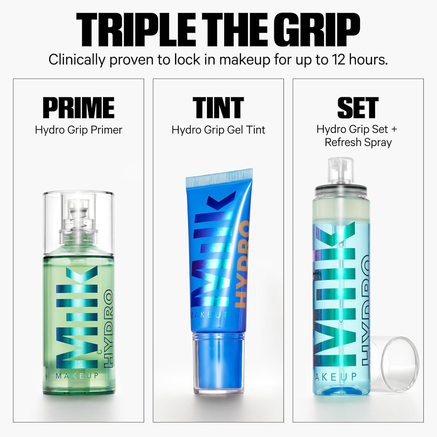 Milk Makeup Hydro Grip Set + Refresh Spray – Hydrating Setting Mist with Hyaluronic Acid & Blue Agave for 12HR Makeup Hold