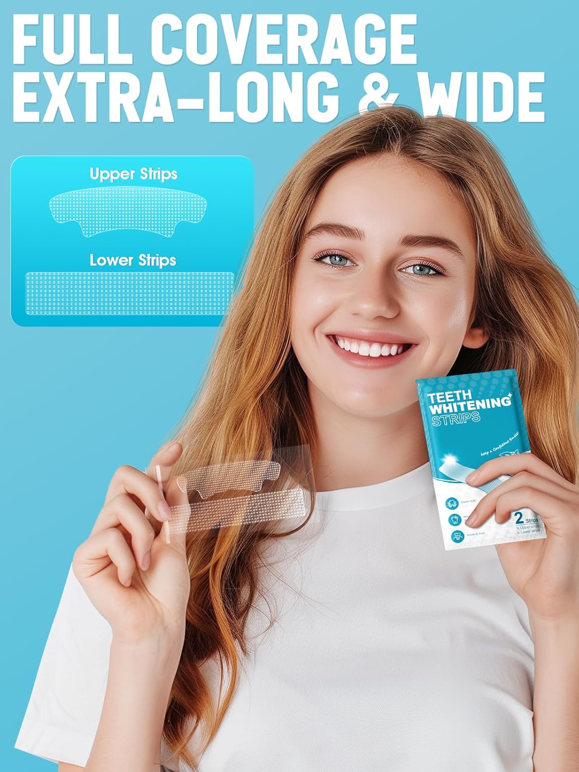 Oralfree Natural Teeth Whitening Strips – Enamel-Safe, Sensitive-Friendly, Mint Flavor, 28 Strips (14 Treatments)