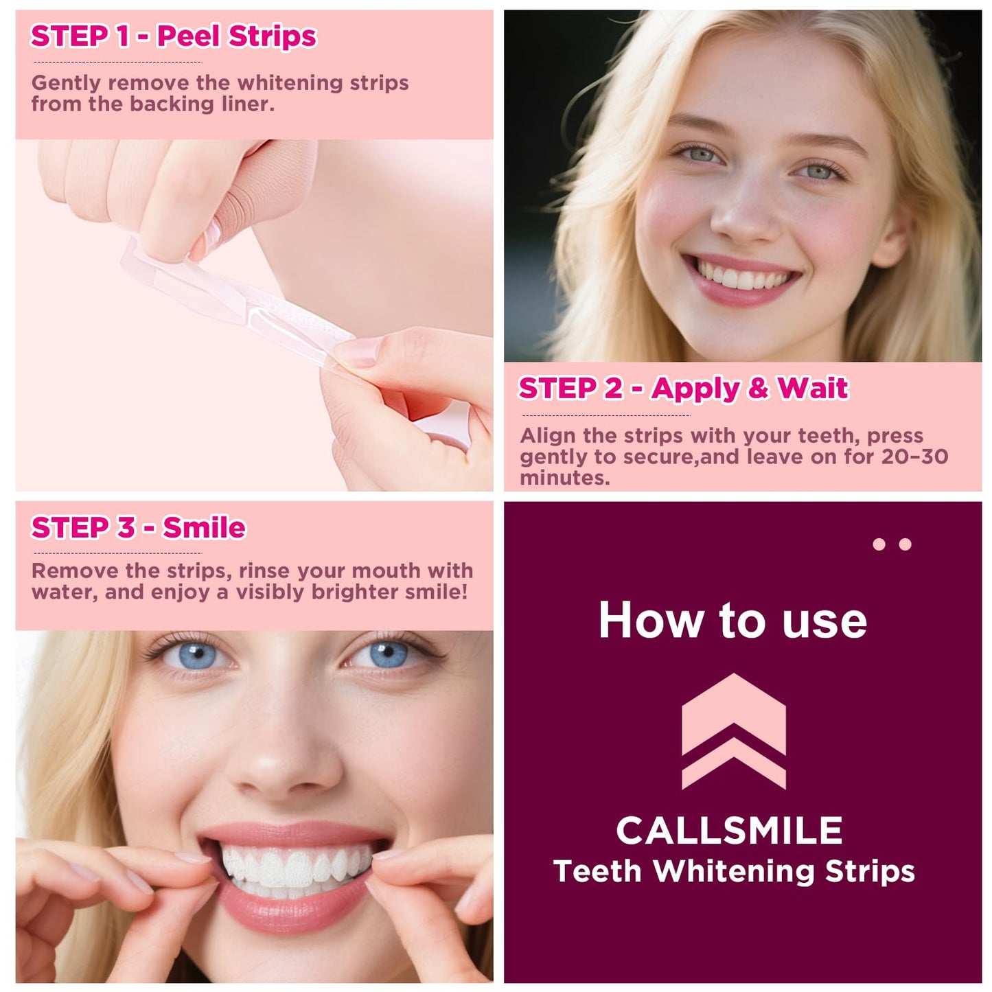 Teeth Whitening Strips – 14-Day Enamel-Safe Kit, No-Slip, Mint Flavor, Stain Removal (28 Pcs)