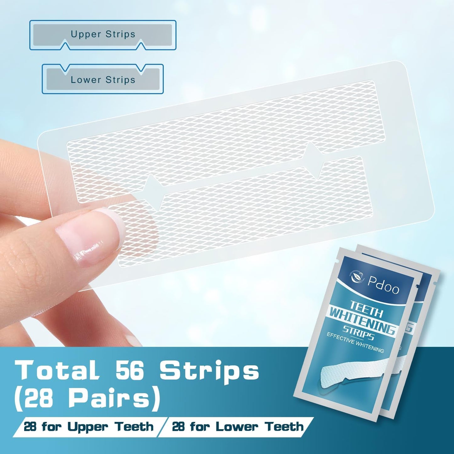 56 Teeth Whitening Strips – 28-Day Non-Sensitive Kit for Coffee, Wine & Smoking Stains Removal