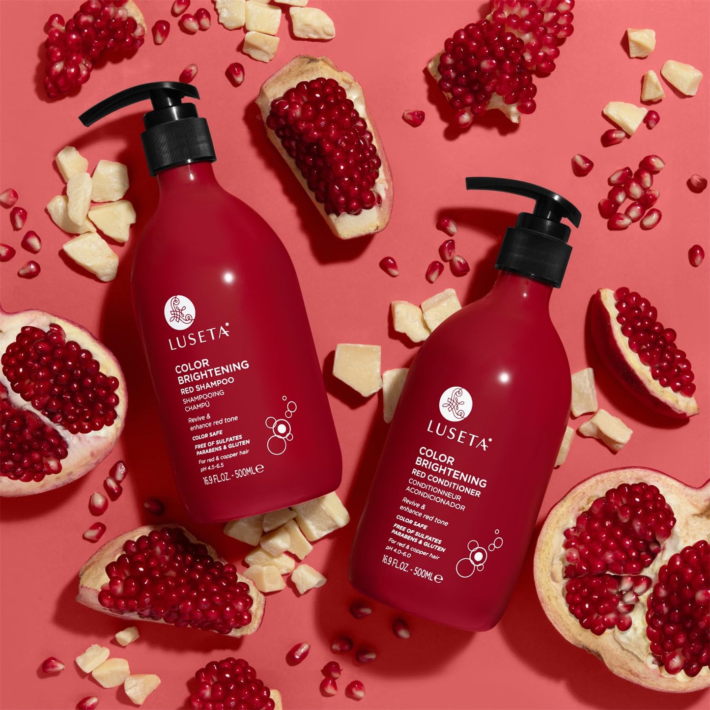 Luseta Red Hair Shampoo & Conditioner Set | Sulfate-Free, Color Protection & Copper Brightening with Pomegranate Extract (2 x 16.9 fl oz)