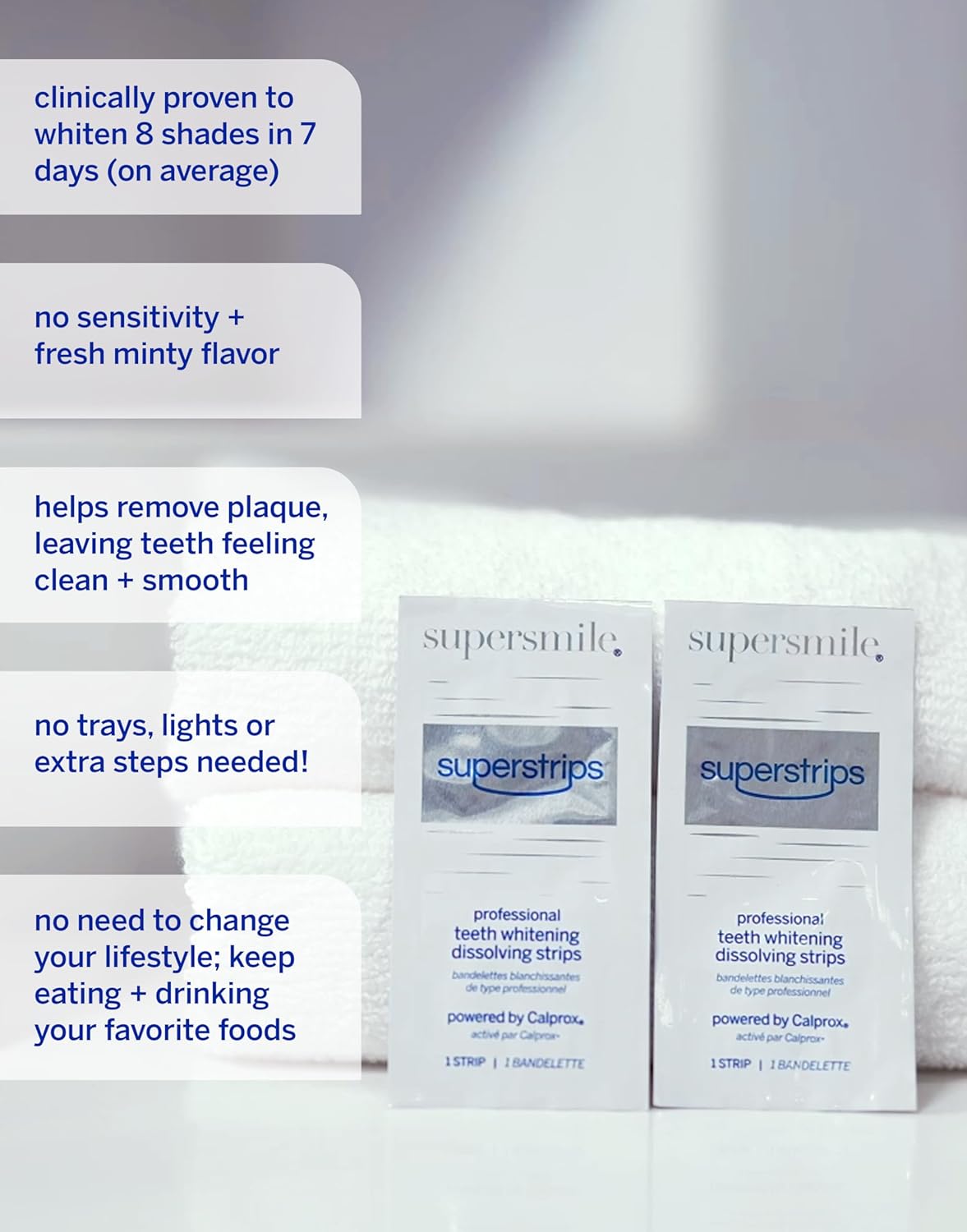 Dissolving Superstrips by Supersmile – Professional Teeth Whitening Strips | Enamel Safe, Sensitive Teeth Formula