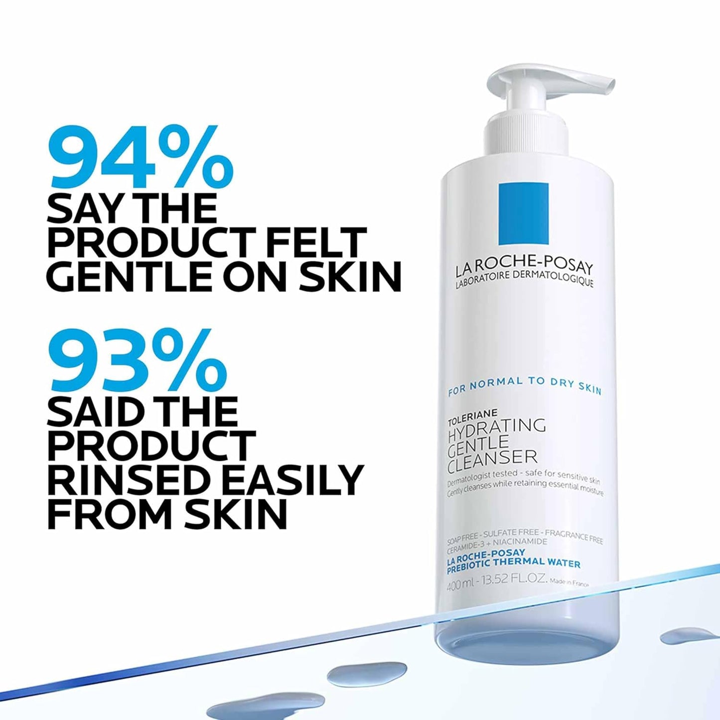 La Roche-Posay Toleriane Hydrating Gentle Facial Cleanser – Daily Face Wash with Niacinamide & Ceramides for Dry to Normal, Sensitive Skin