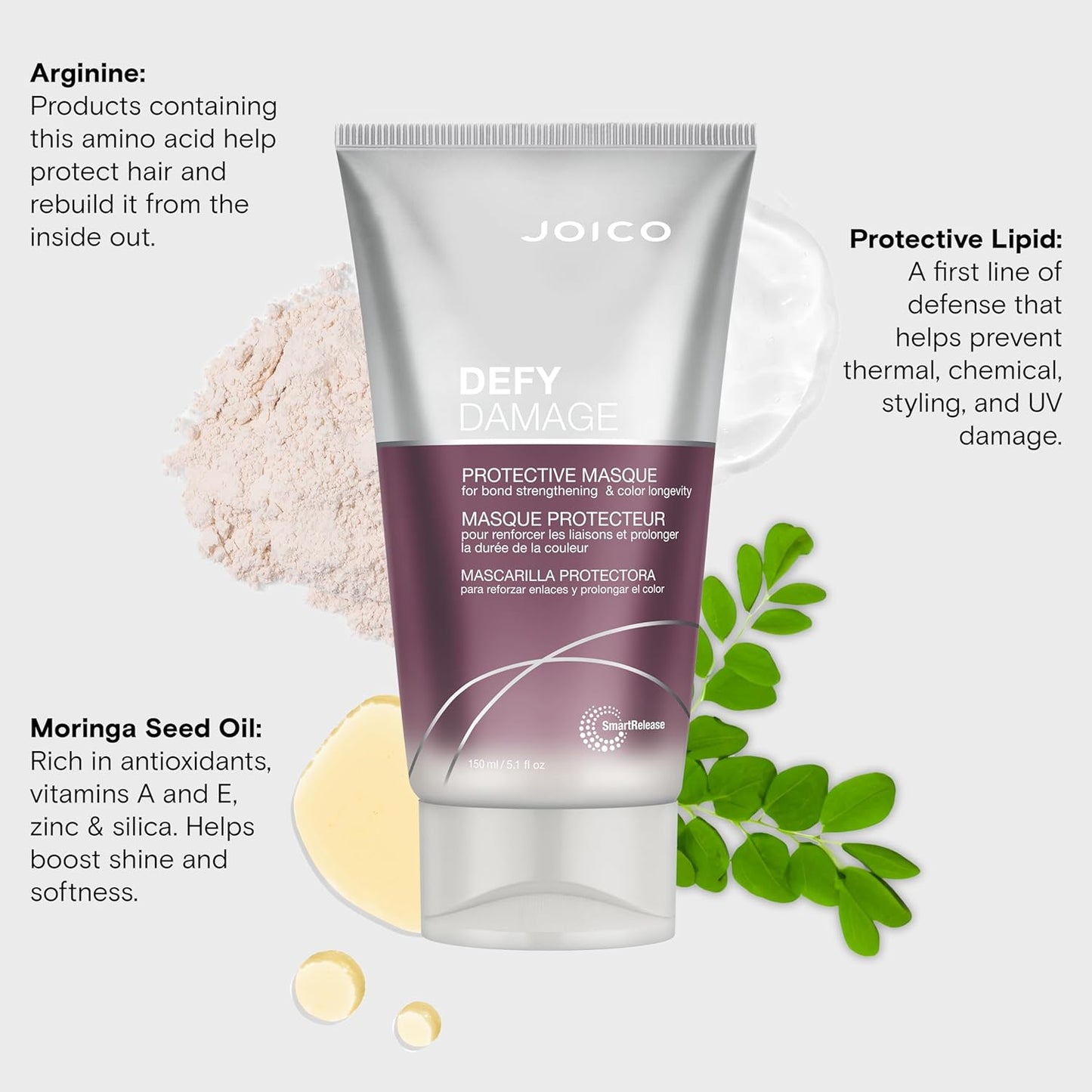 Joico Defy Damage Protective Masque – Strengthen Bonds & Preserve Hair Color with Moringa Seed Oil & Arginine – Cruelty-Free Treatment for All Hair Types