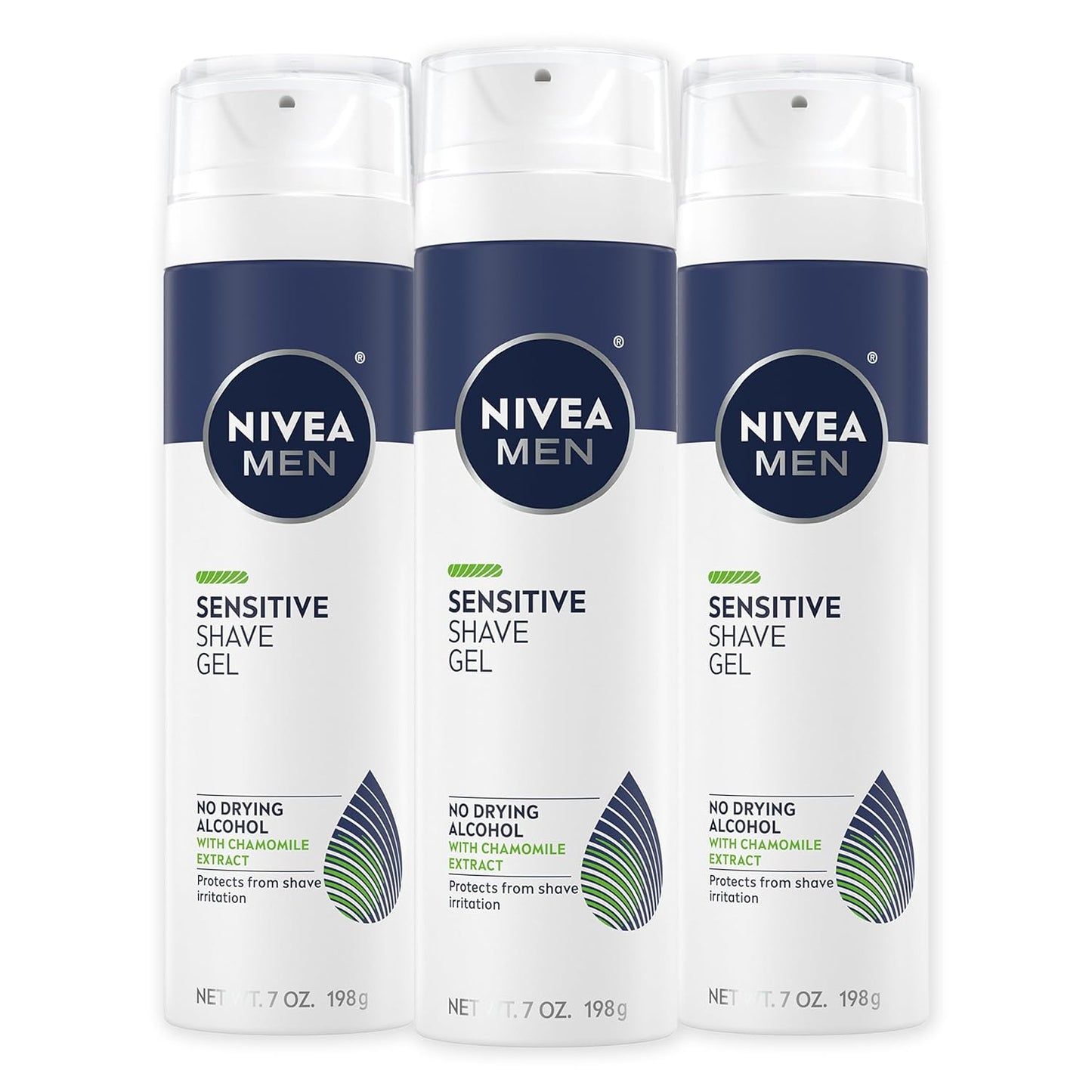 NIVEA MEN Sensitive Shave Gel with Vitamin E & Chamomile – Anti-Irritation Formula, 3 Pack (7 oz Each)