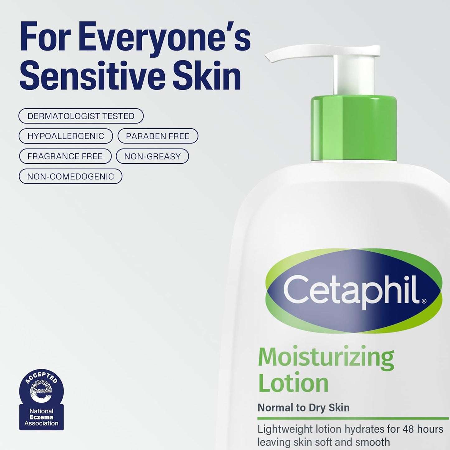 Cetaphil Moisturizing Lotion for Face & Body – Hydrating Lotion for All Skin Types, Sensitive Skin Safe, Fragrance-Free & Non-Comedogenic, 20oz