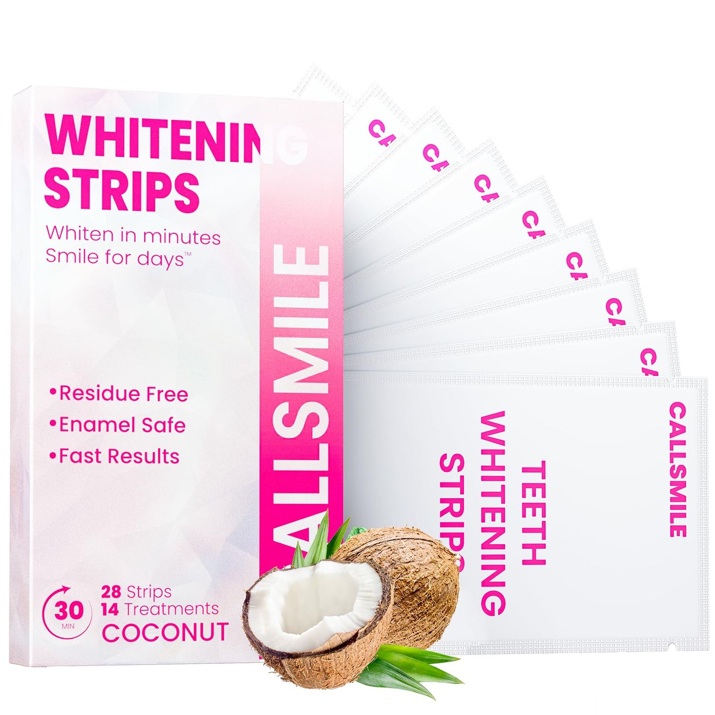 Teeth Whitening Strips – 14-Day Enamel-Safe Kit, No-Slip, Mint Flavor, Stain Removal (28 Pcs)