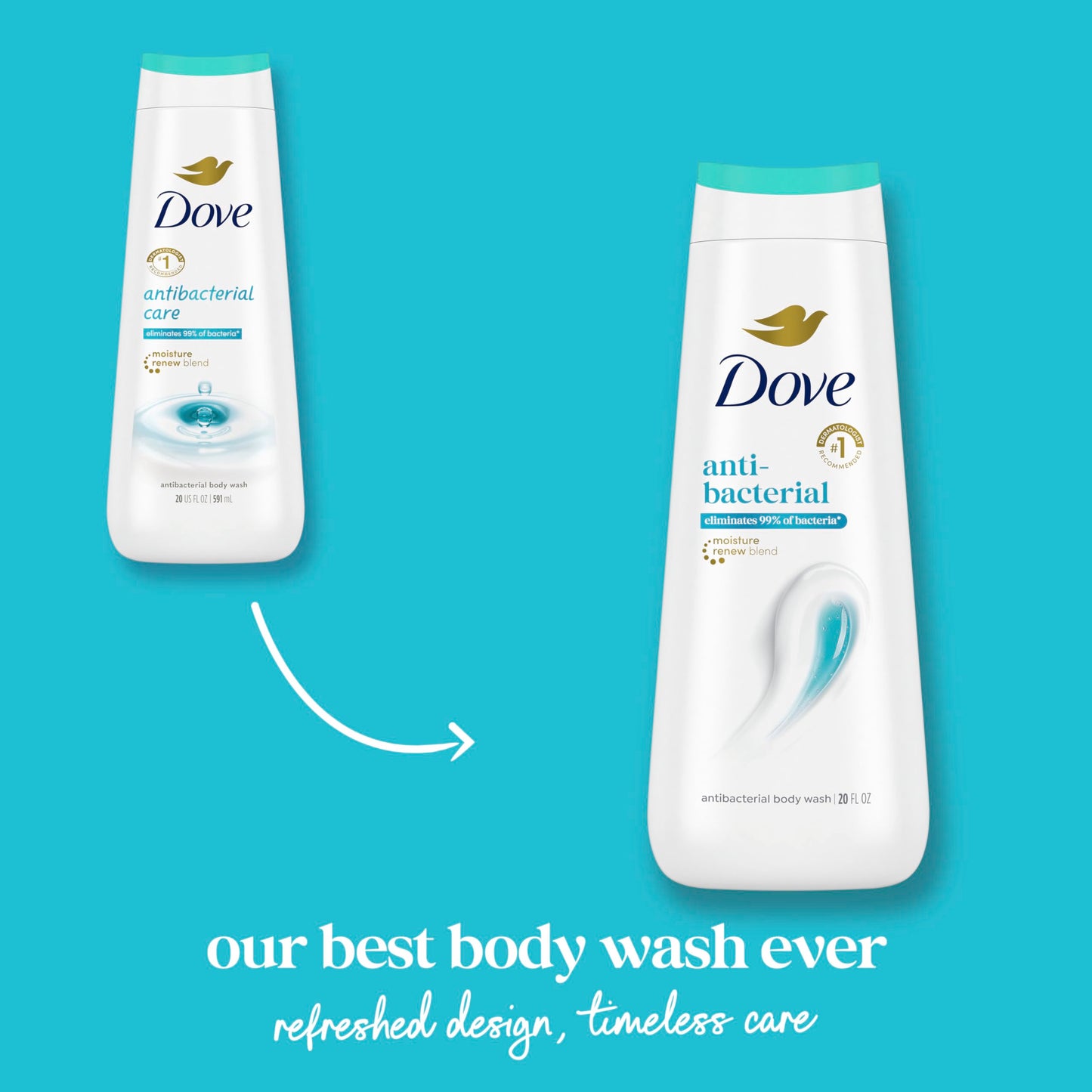 Dove Antibacterial Body Wash – 20 oz, Moisturizing & Hydrating for All Skin Types