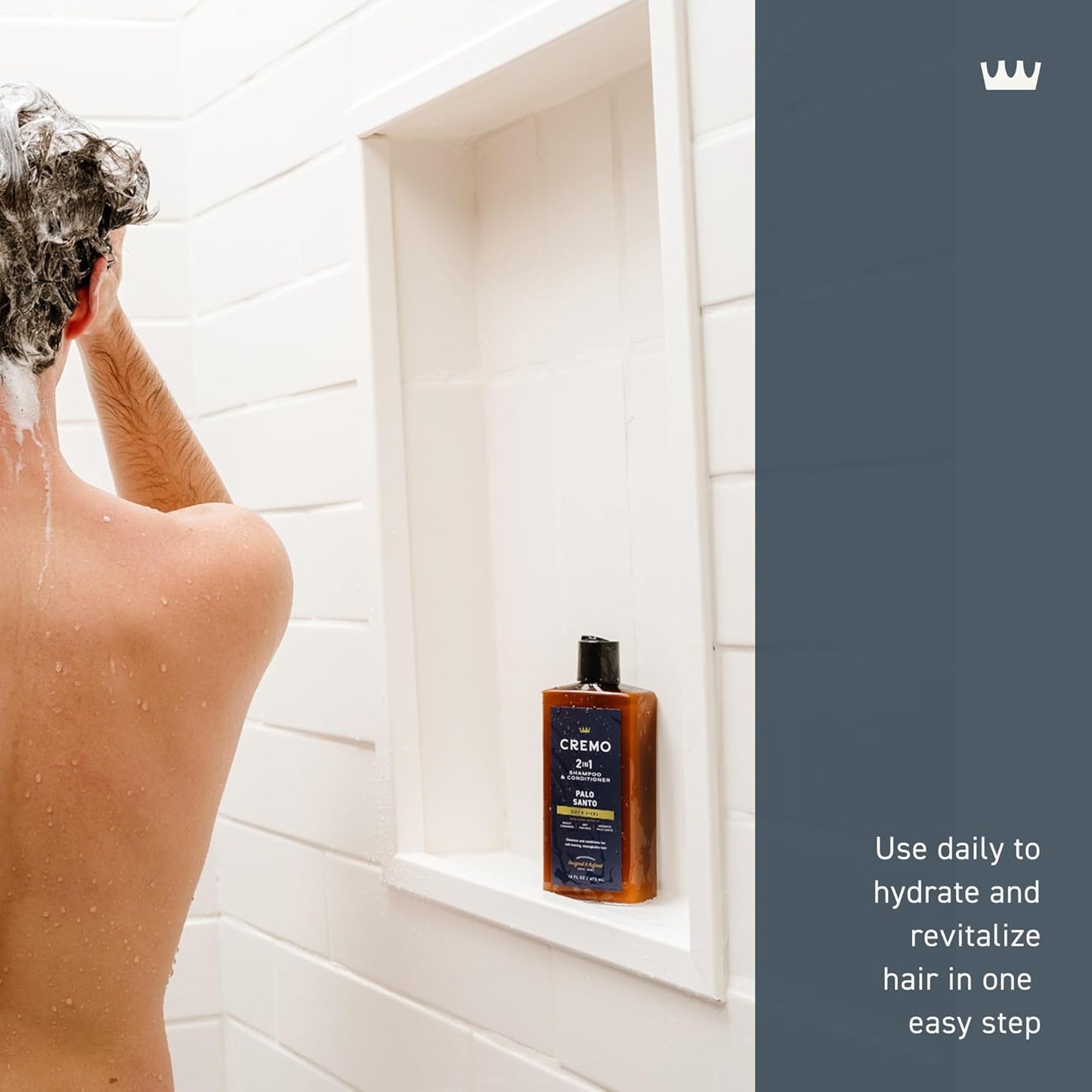 Cremo Palo Santo 2-in-1 Shampoo & Conditioner – Barber Grade Hydrating Cleanse with Cardamom, Papyrus & Palo Santo – 16 fl oz