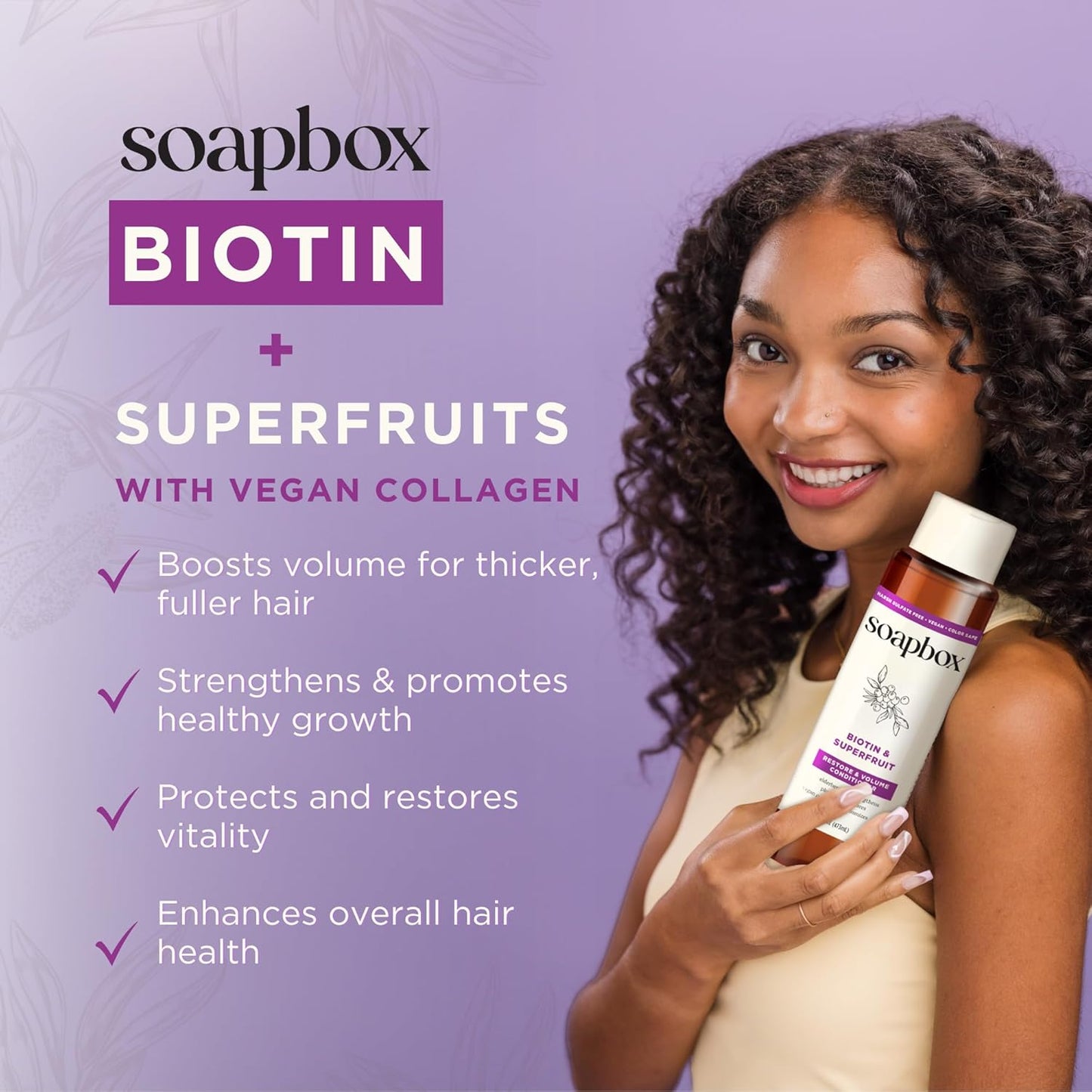 Soapbox Biotin & Superfruit Shampoo & Conditioner Set – Volumizing Hair Care with Vegan Collagen, Aloe & Shea Butter – Sulfate-Free, 16 oz Each, 2 Pack