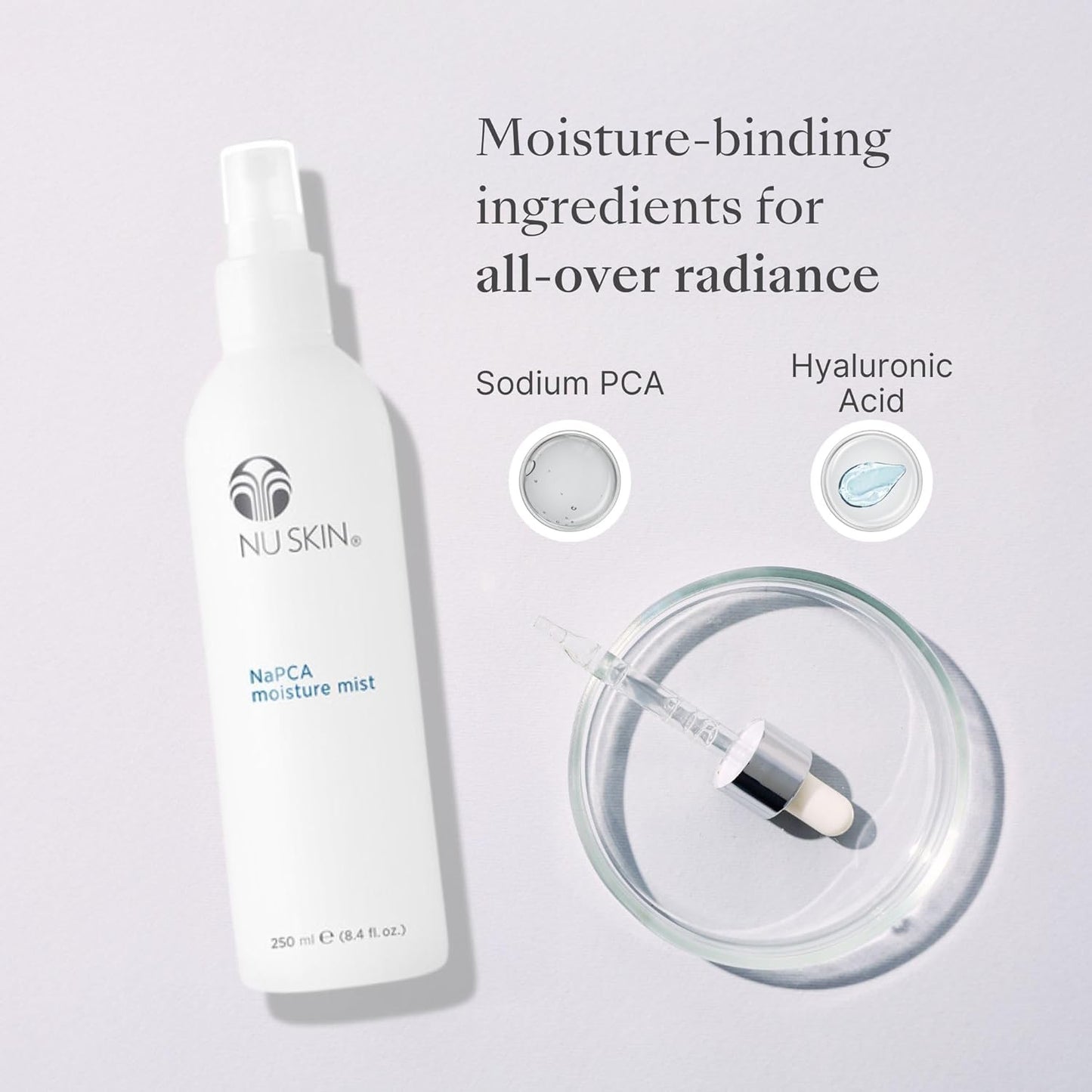 Nu Skin NaPCA Moisture Mist – Hydrating Face, Body & Hair Spray with Hyaluronic Acid & Sodium PCA (8oz, 2 Pack)