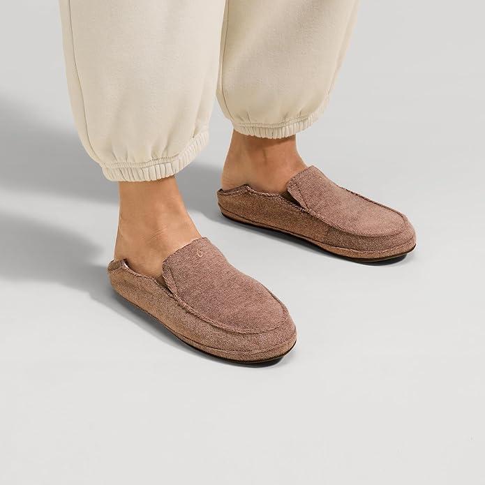 OLUKAI Nohea Hulu Women’s Slippers | Cozy Wool-Blend Slippers with Fleece Lining & Drop-In Heel Design