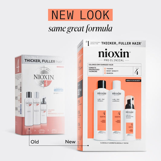 Nioxin Scalp + Hair Thickening System Kit | Strengthen & Boost Density with Niacinamide & Biotin | For Natural, Colored & Thinning Hair | 1 Month Supply