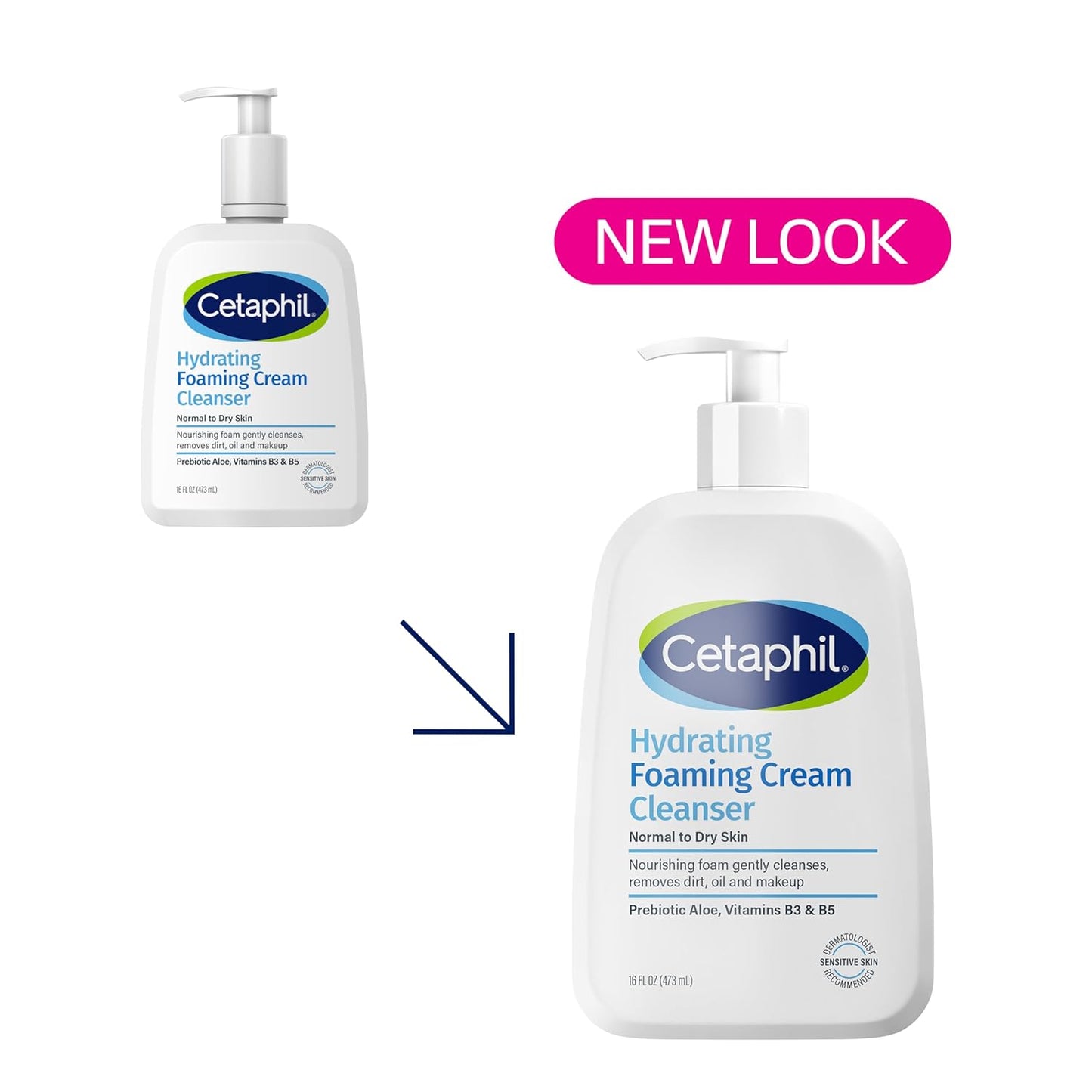 Cetaphil Cream to Foam Face Wash – Hydrating Cleanser for Dry & Sensitive Skin (16 oz)