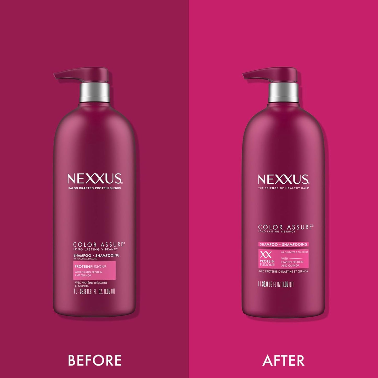 Nexxus Color Assure Sulfate-Free Shampoo with ProteinFusion – Enhances Vibrancy for Color-Treated Hair – Silicone-Free with Pump, 33.8 fl oz