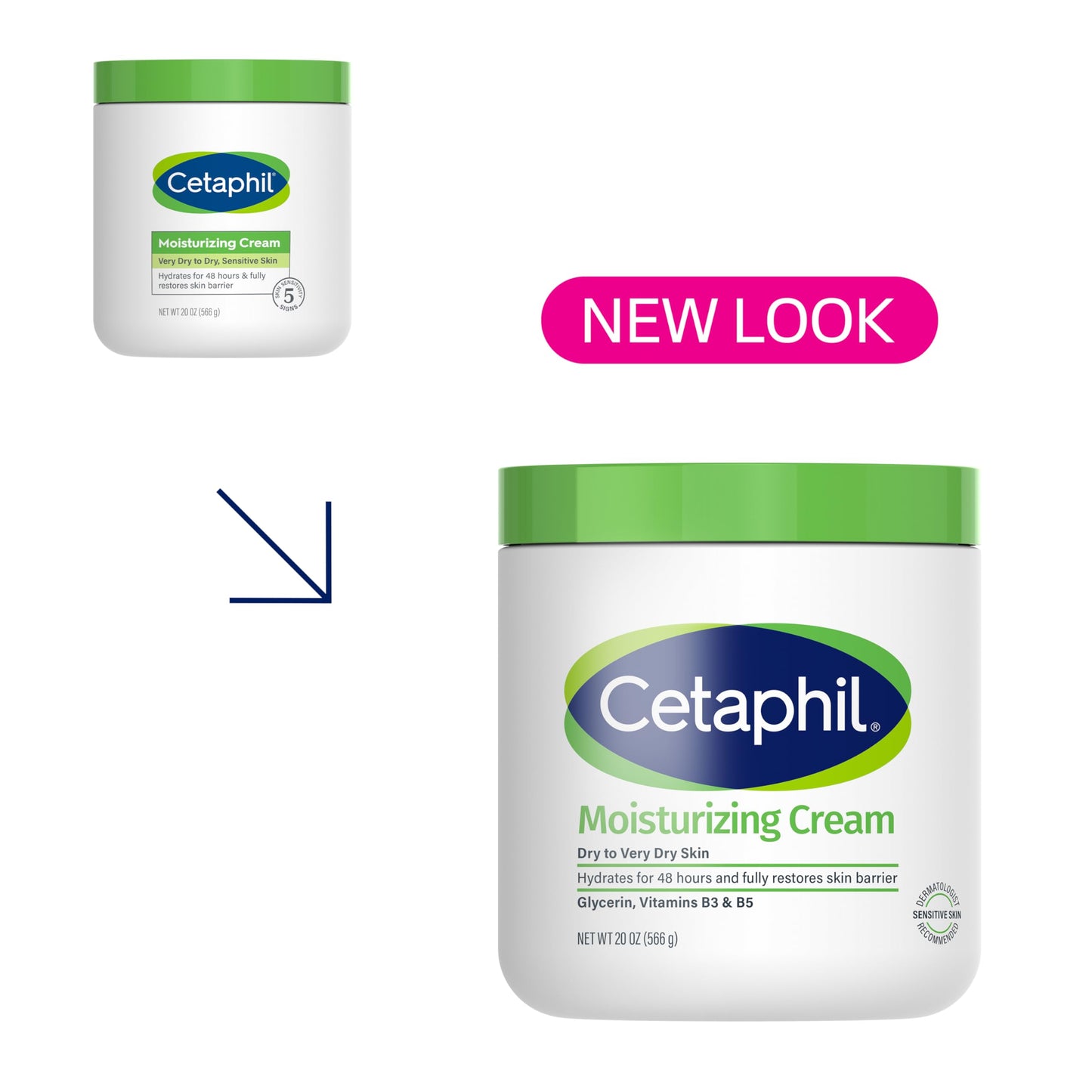 Cetaphil Face & Body Moisturizing Cream – 48H Hydration for Dry to Very Dry, Sensitive Skin, 16oz 2-Pack, Fragrance-Free, Dermatologist Recommended