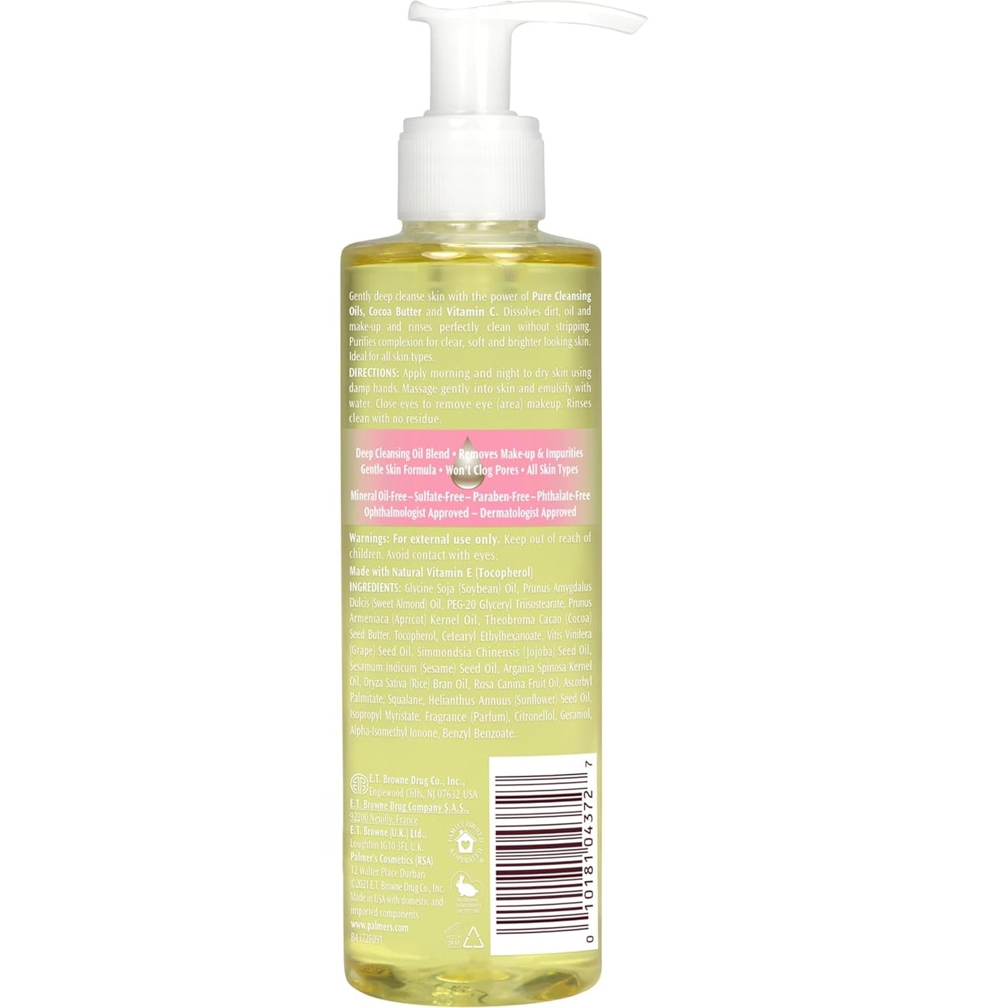 Palmer's Cocoa Butter Skin Therapy Cleansing Oil – Makeup Remover with Rosehip & Vitamin C, 6.5 oz