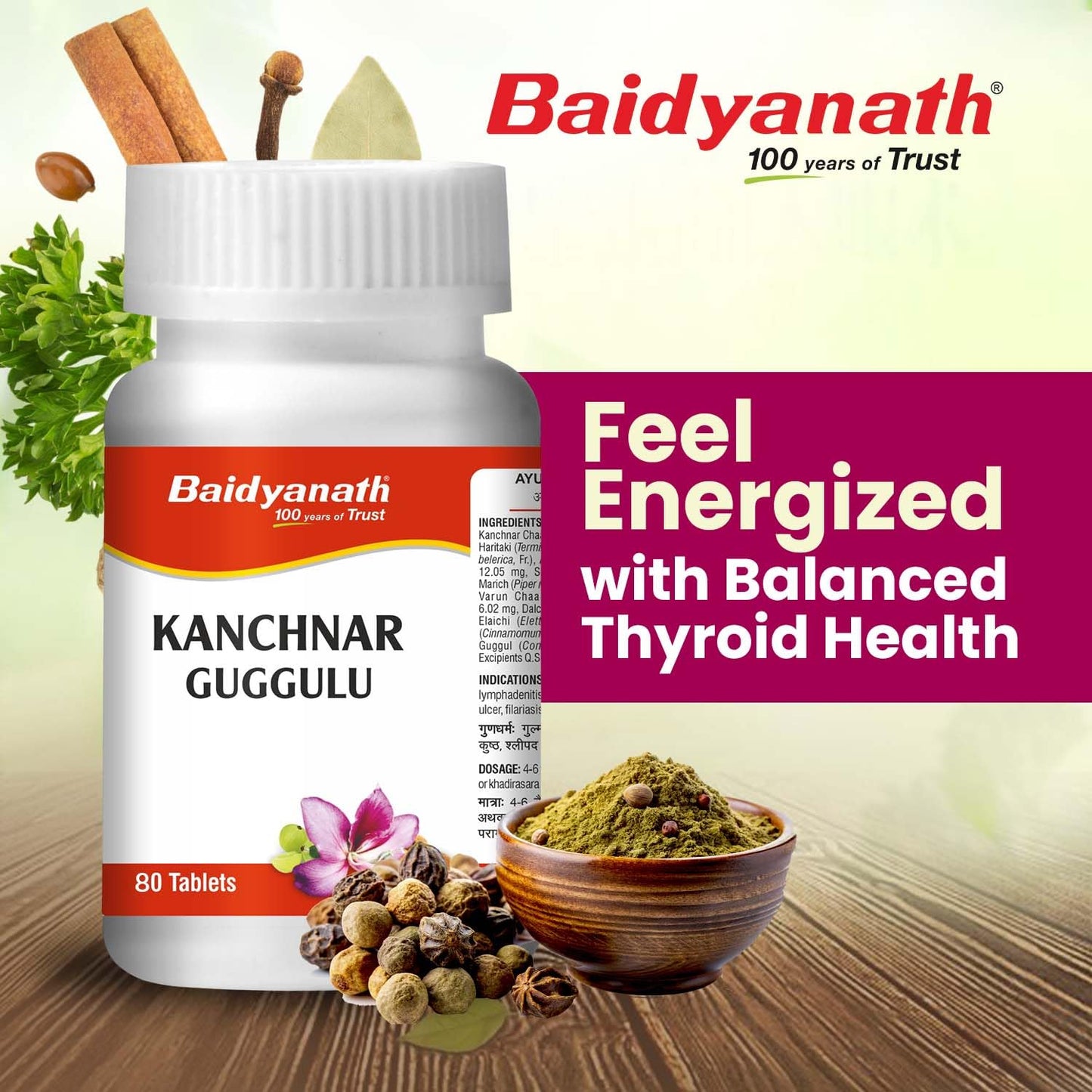 Baidyanath Kanchnar Guggulu – 160 Tablets | An Ayurvedic Formulation | Helpful in Hormonal imbalance, Joint Pains and Eliminate Toxins