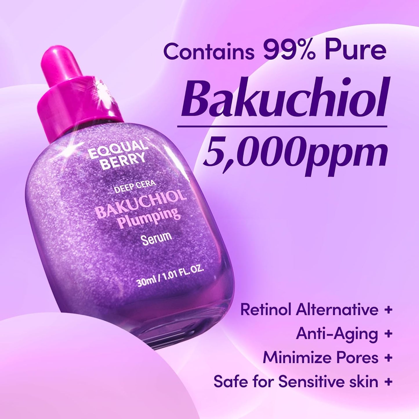 Bakuchiol Plumping Serum – Retinol Alternative for Wrinkles, Pores & Firm Skin | 30ml