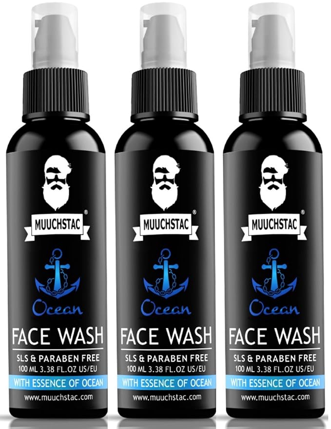 MUUCHSTAC Ocean Face Wash for Men – Anti-Acne, Oil Control & Skin Brightening (300ml)