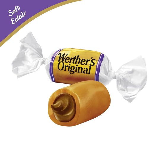 Werther’s Original Soft Éclairs | Chocolate Filled Soft Caramel Toffees | 100g Pack (Imported, Vegetarian)