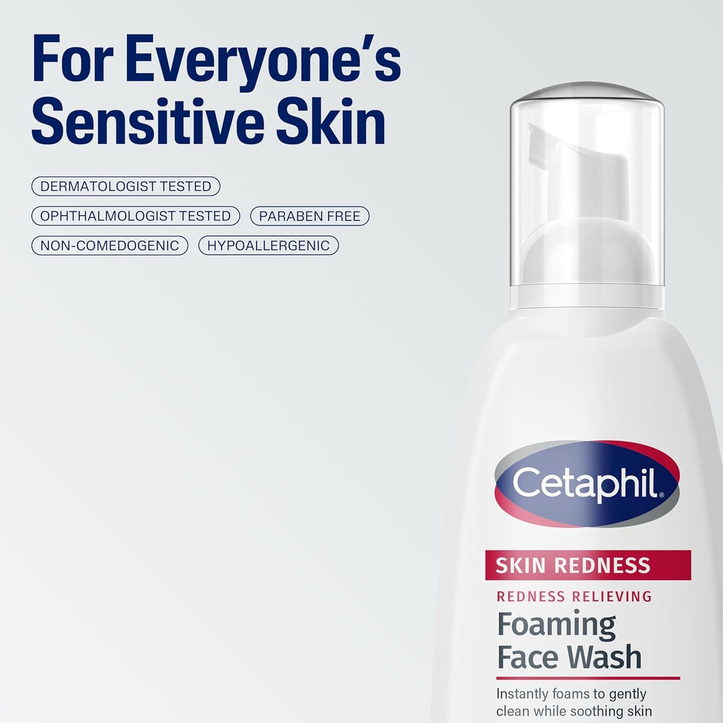 Cetaphil Redness Relieving Foaming Face Wash – 8 oz, Sensitive Skin Care