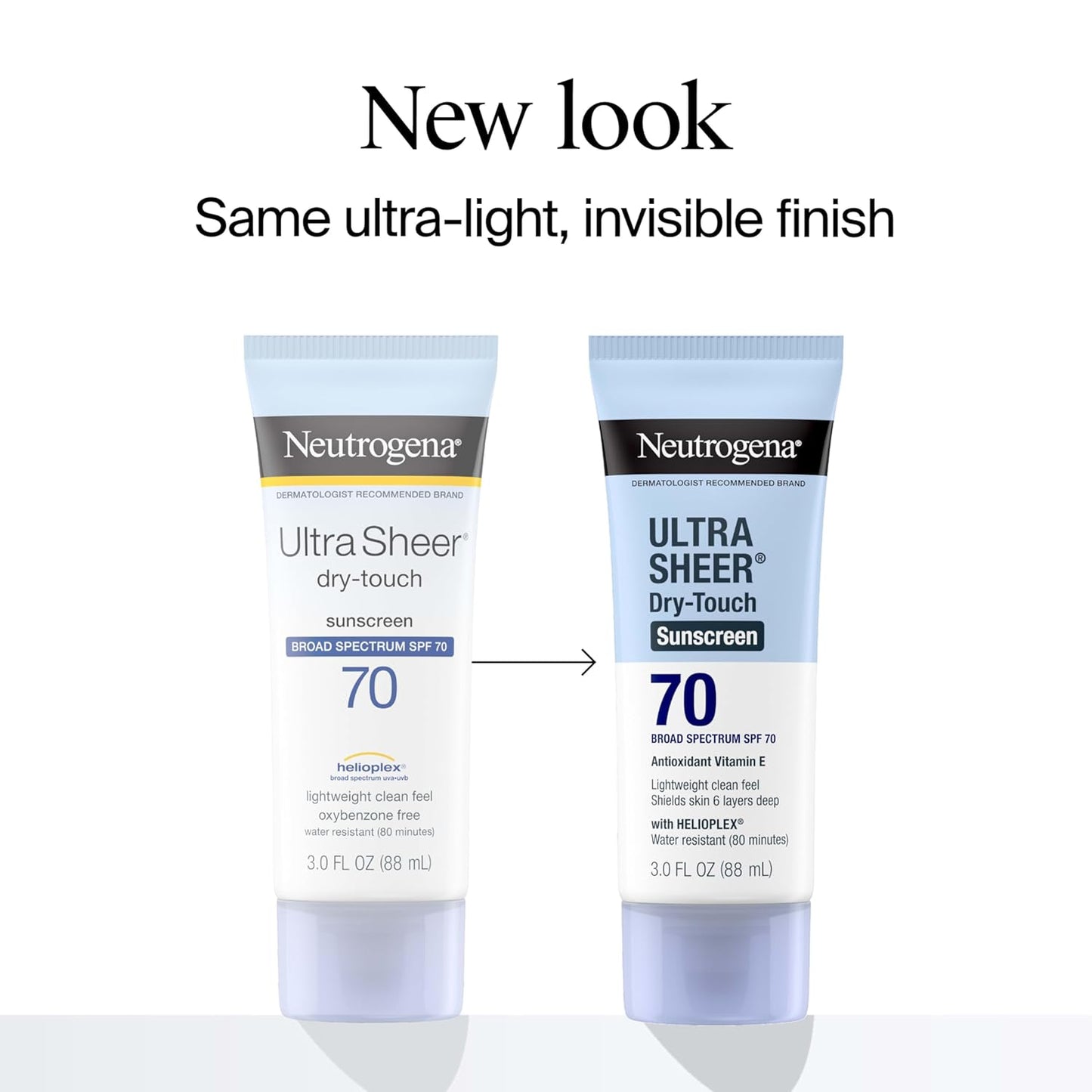 Neutrogena Ultra Sheer Dry-Touch Sunscreen SPF 70 – Oil-Free, Water-Resistant, 3 fl oz Travel Size